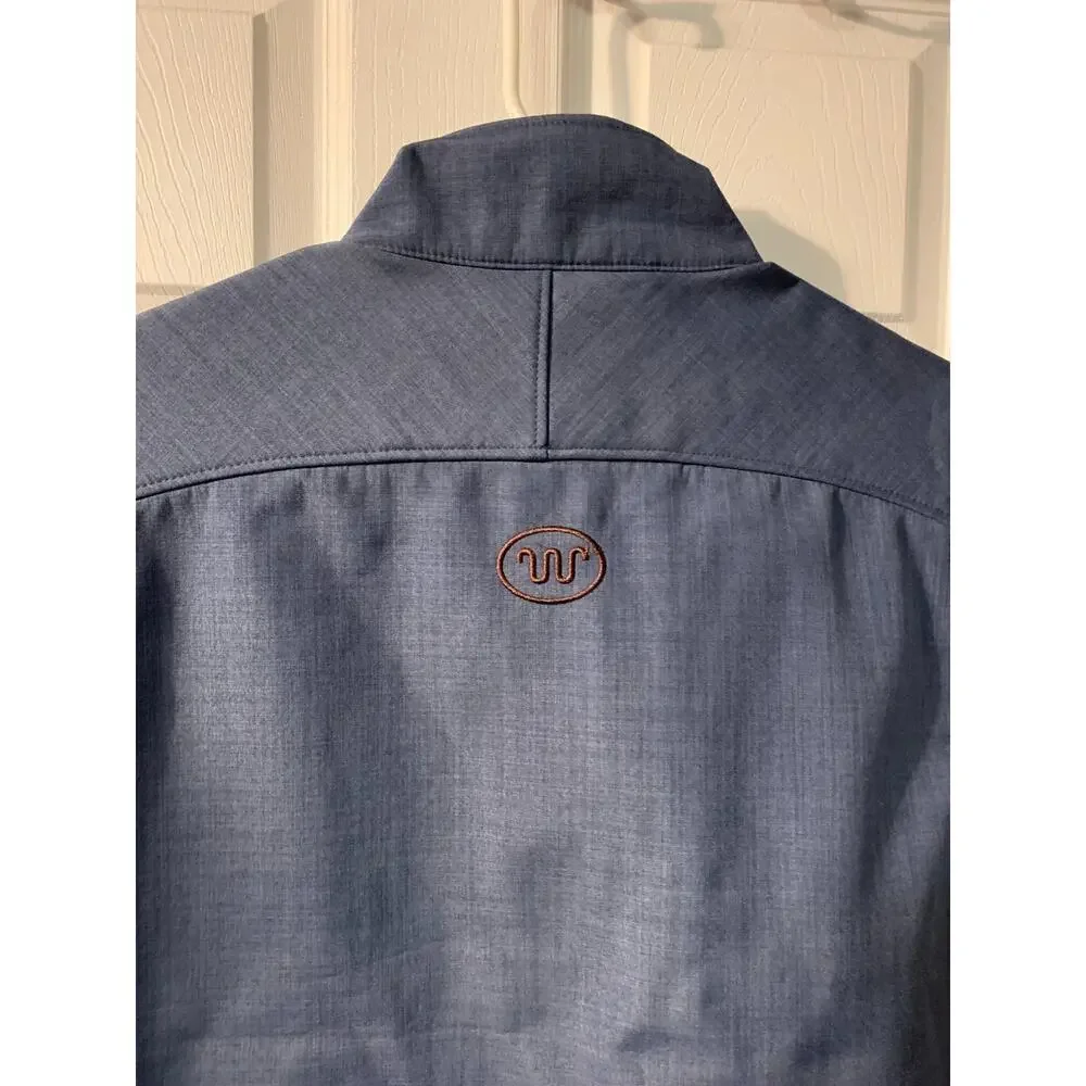 King Ranch Mens Field Vest Size XL Blue Workwear Western Fleece Lined Full Zip